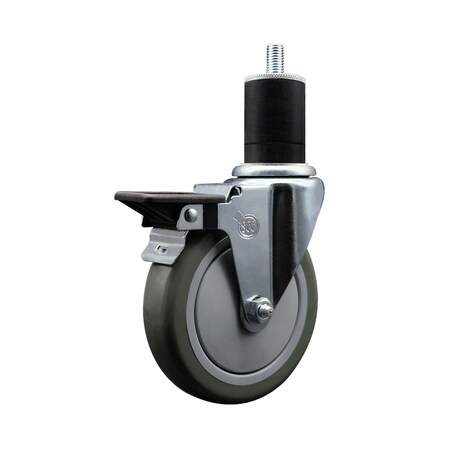 Service Caster 5'' Gray Poly Swivel 1-3/4'' Expanding Stem Caster with Brake SCC-EX20S514-PPUB-PLB-134